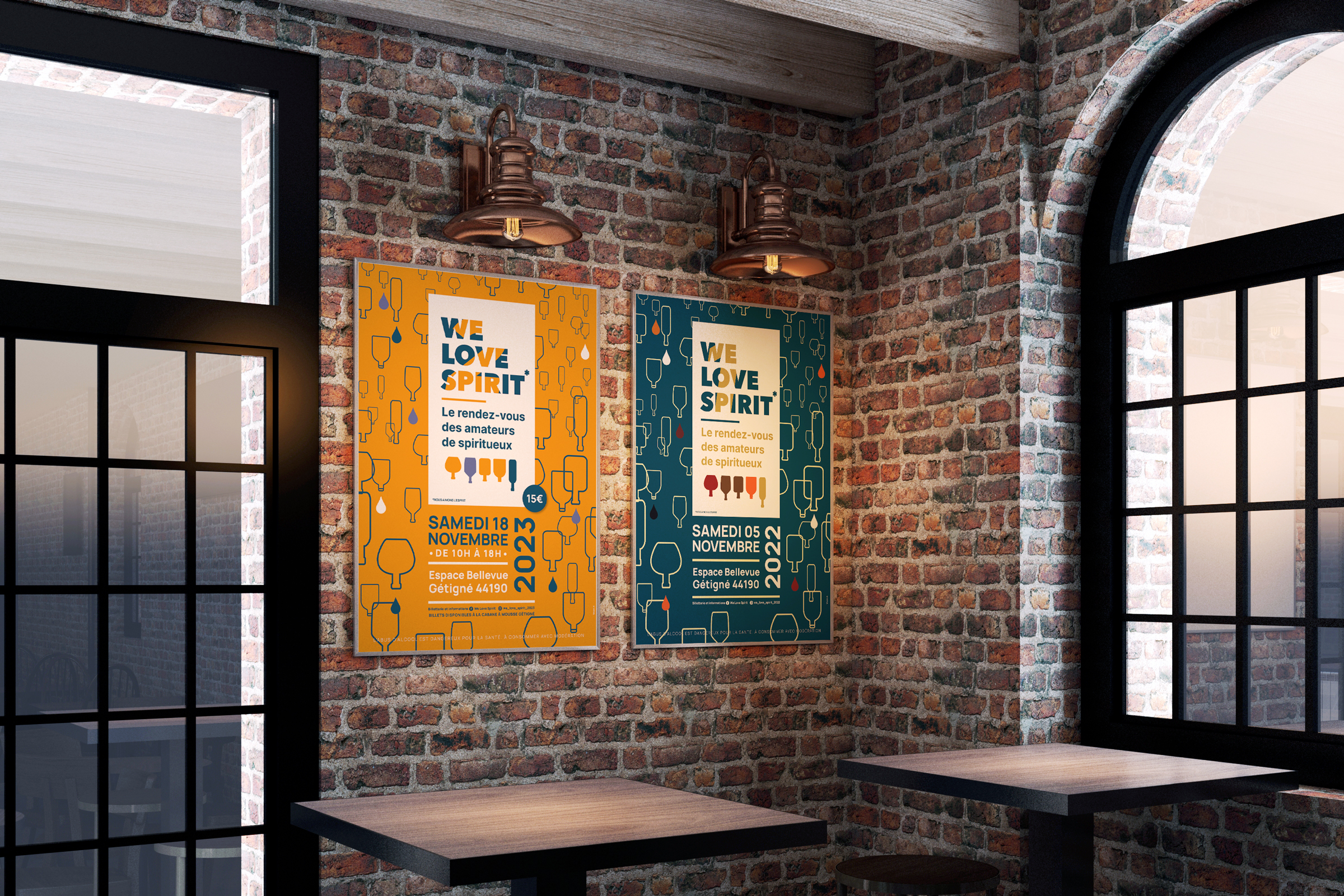 Visuels des affiches pour le salon We Love Spirit